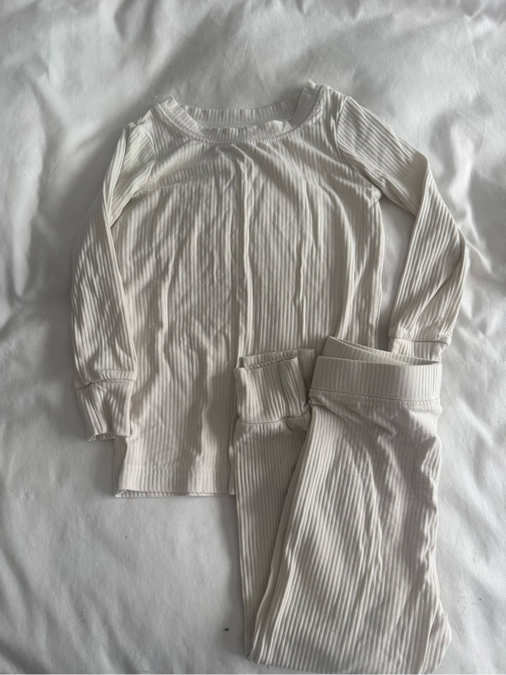 Little sleepies heather oatmeal Ribbed 2 piece set cream 18-24 months